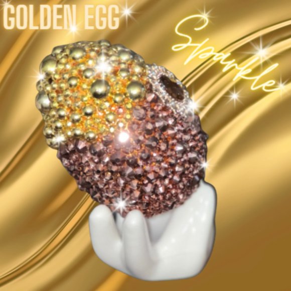 Easter Egg, Spring Decoration, Egg w/Cermaic Holder,Bling Gold Egg, Hanging egg - Picture 7 of 16